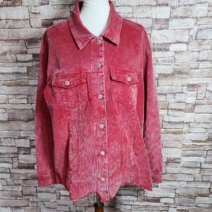 ODDY Women's Red Corduroy Button-Up Jacket